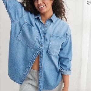 Aerie Light Blue Denim Shirt